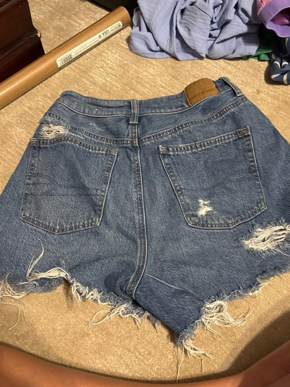 American Eagle Outfitters Light Blue Distressed Denim Shorts
